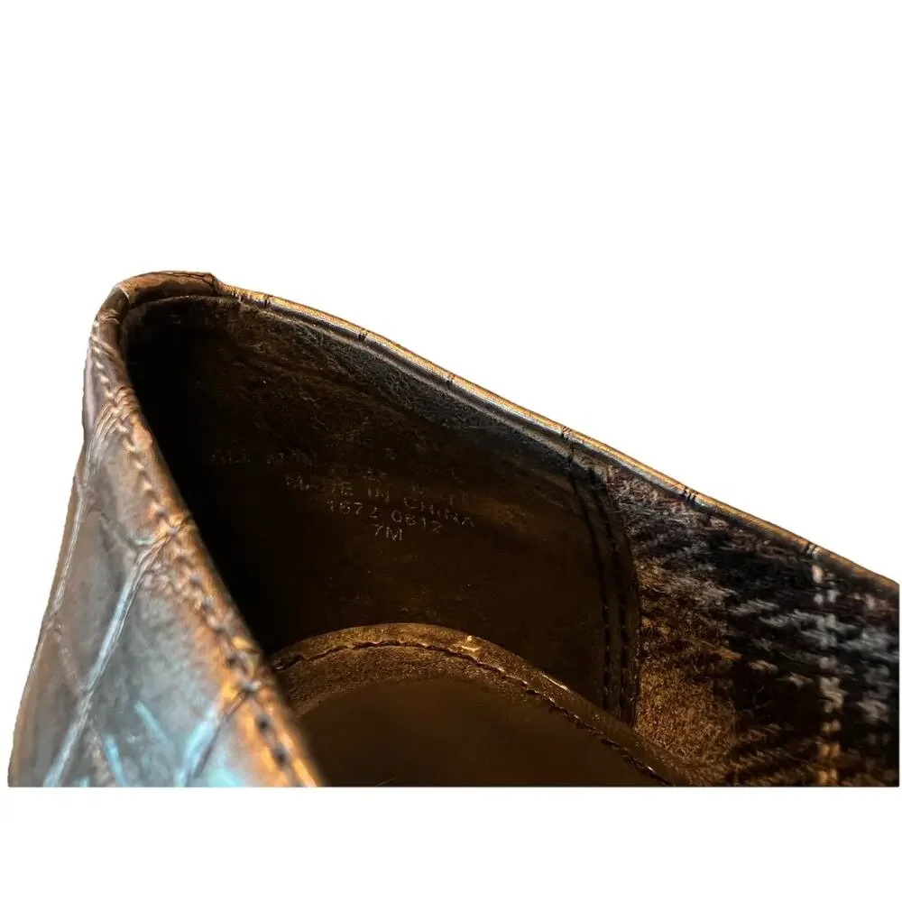 Anne Klein Grey Platinum I-flex Heels Crocodile Pattern Size 7M Soft Insole